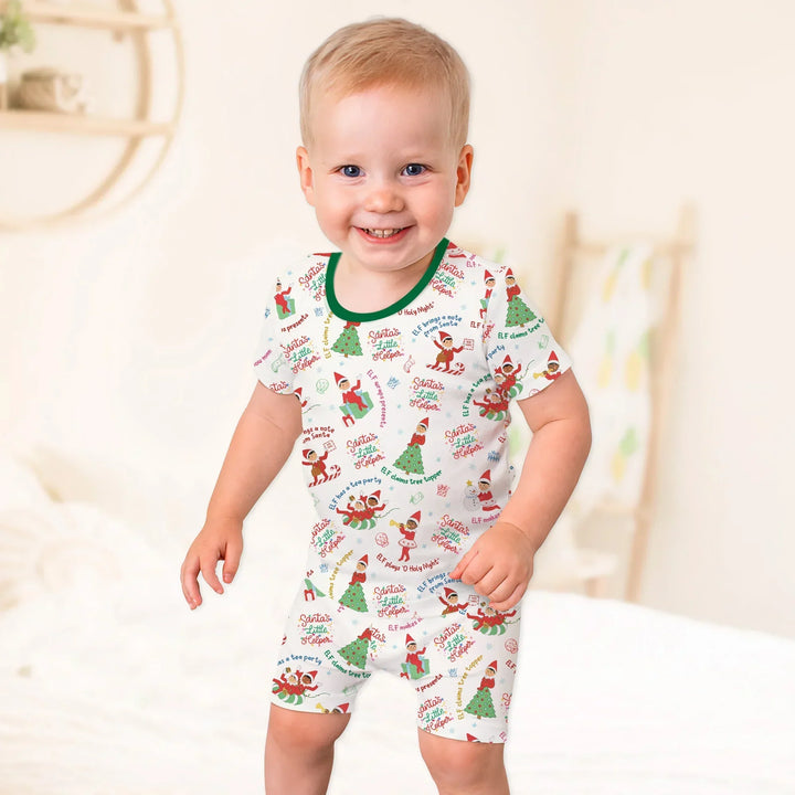 Christmas Elf Bamboo Two Piece Short Sleeve Shorts Pajama Set