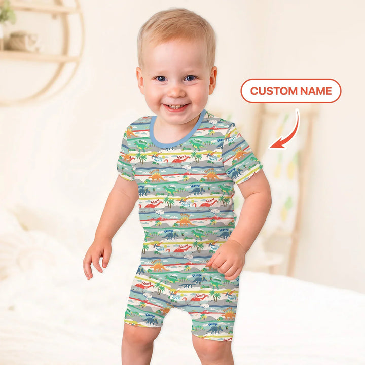 Jurassic Playground Bamboo Two Piece Short Sleeve Shorts Pajama Set