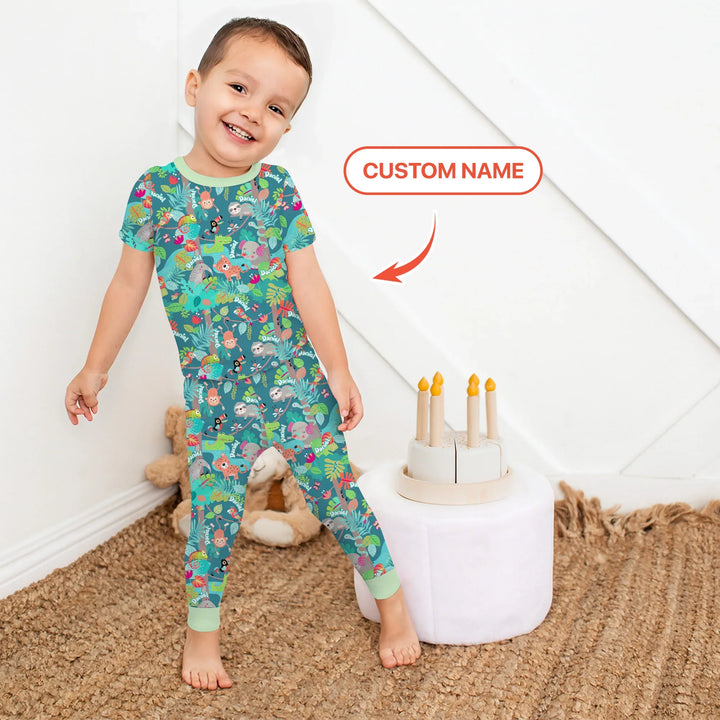 Jungle Buddy Adventure Bamboo Two Piece Short Sleeve Pajama Set