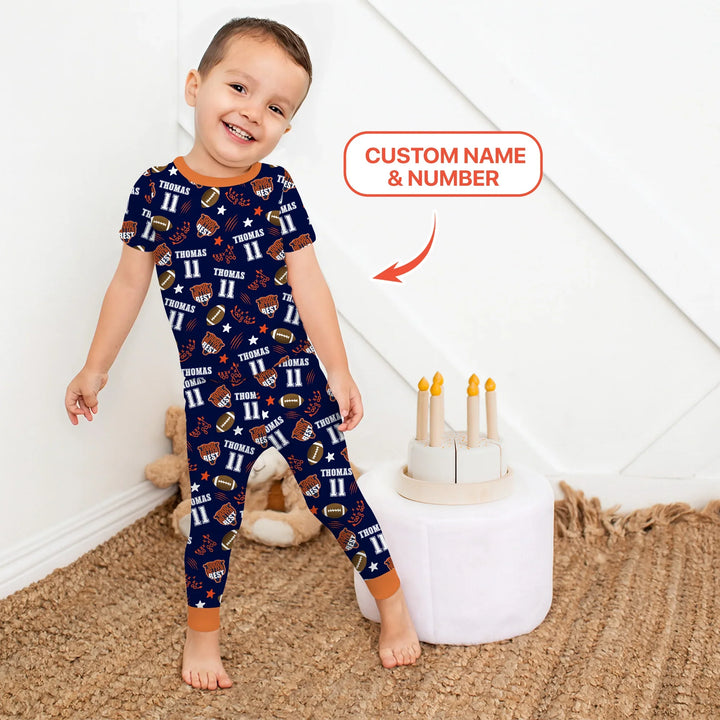 Custom Name Football Good Better Best Bamboo Two Piece Short Sleeve Pajama Set