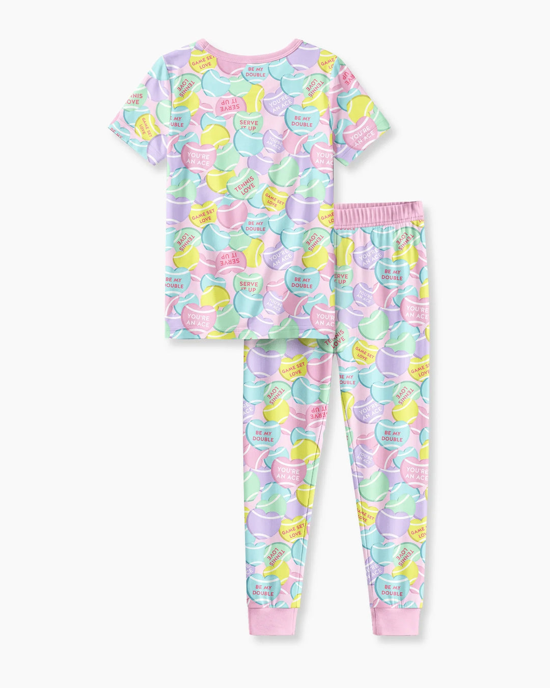 Tennis Candy Family Matching Bamboo Two Piece Short Sleeve Pajama Set