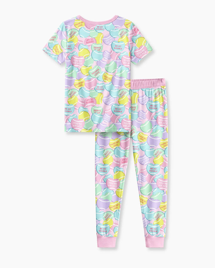 Tennis Candy Family Matching Bamboo Two Piece Short Sleeve Pajama Set