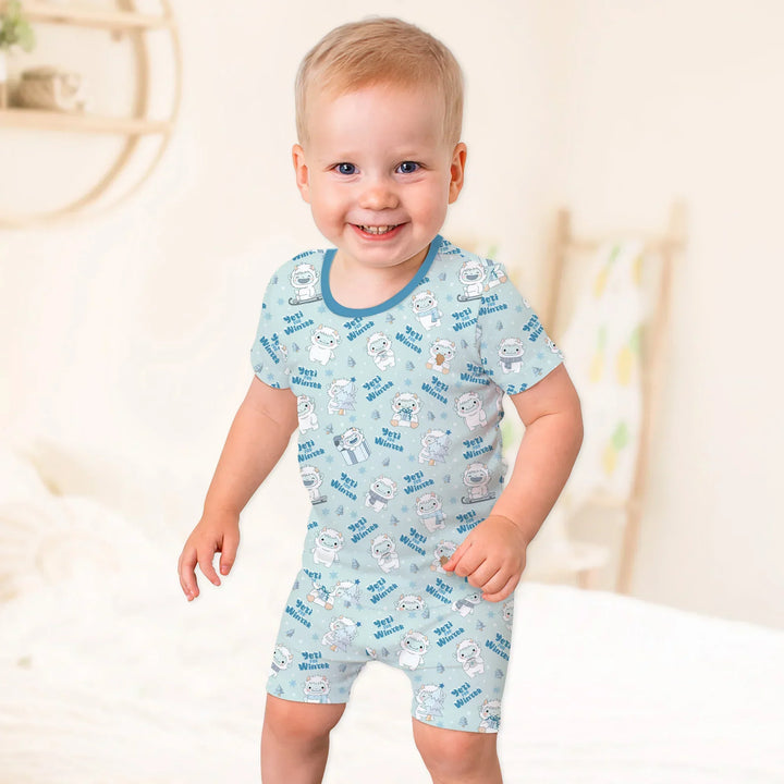 Yeti for Winter Bamboo Two Piece Short Sleeve Shorts Pajama Set
