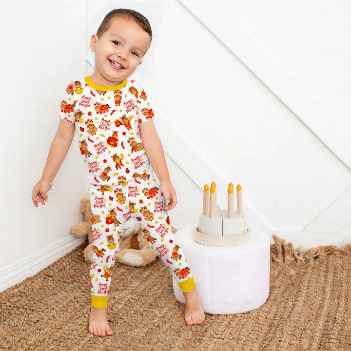 Year of the Horse Bamboo Two Piece Short Sleeve Pajama Set
