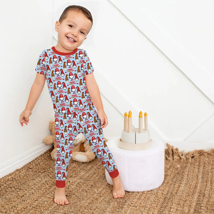 Gnomie Christmas Bamboo Two Piece Short Sleeve Pajama Set
