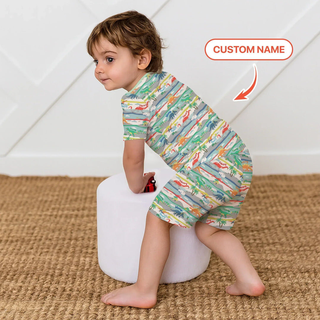 Jurassic Playground Bamboo Two Piece Short Sleeve Shorts Pajama Set