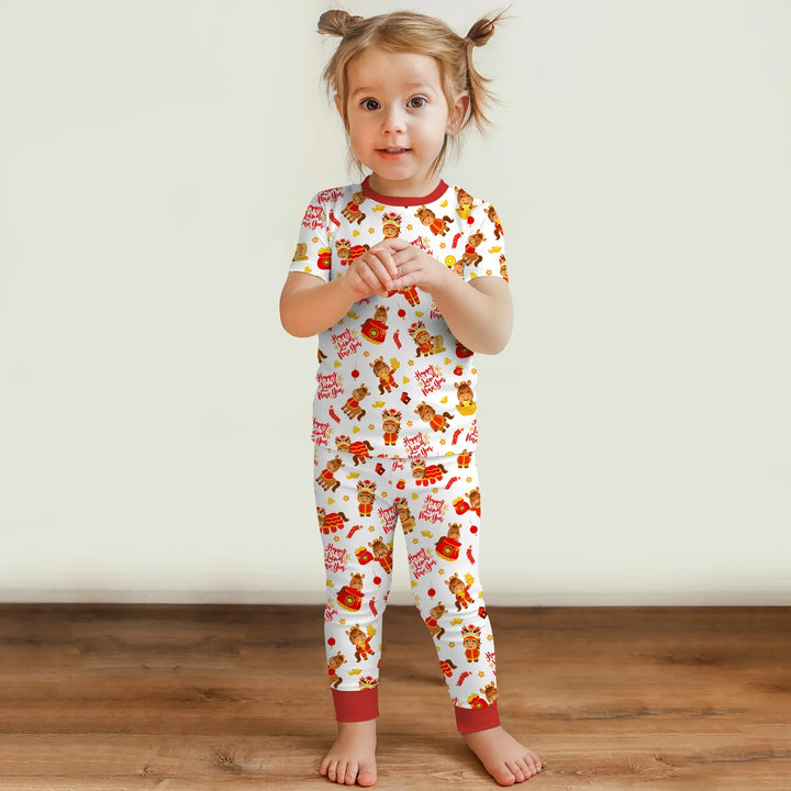 Year of the Horse Bamboo Two Piece Short Sleeve Pajama Set