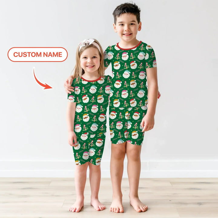 Personalized 1st Christmas Two Piece Short Sleeve Shorts Pajama Set , Personalized 1st Christmas Two Piece Short Sleeve Shorts Pajama Set - 12-18M