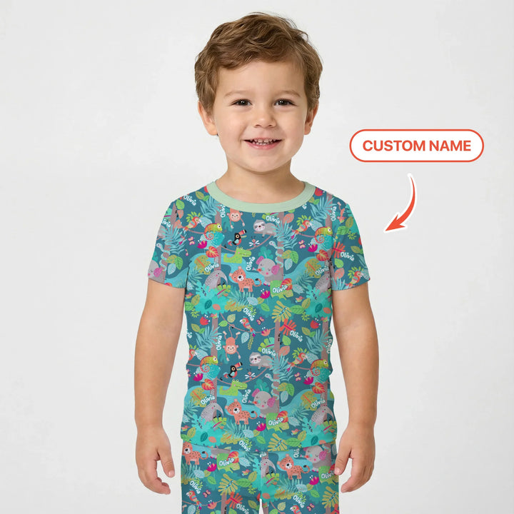 Jungle Buddy Adventure Bamboo Two Piece Short Sleeve Pajama Set