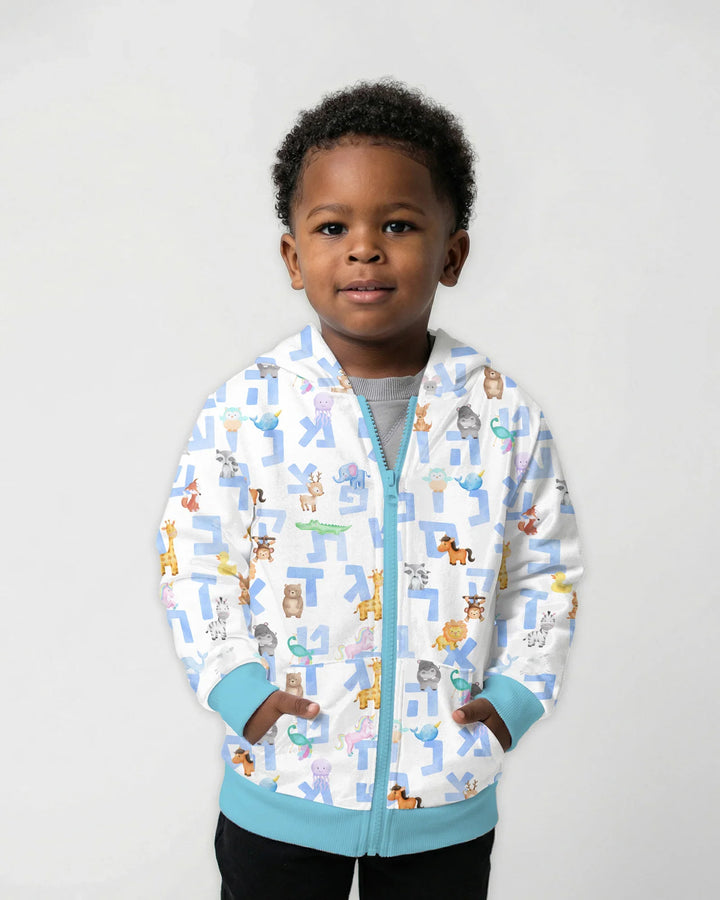Hebrew Animal Alphabet Bamboo Zip Hoodie