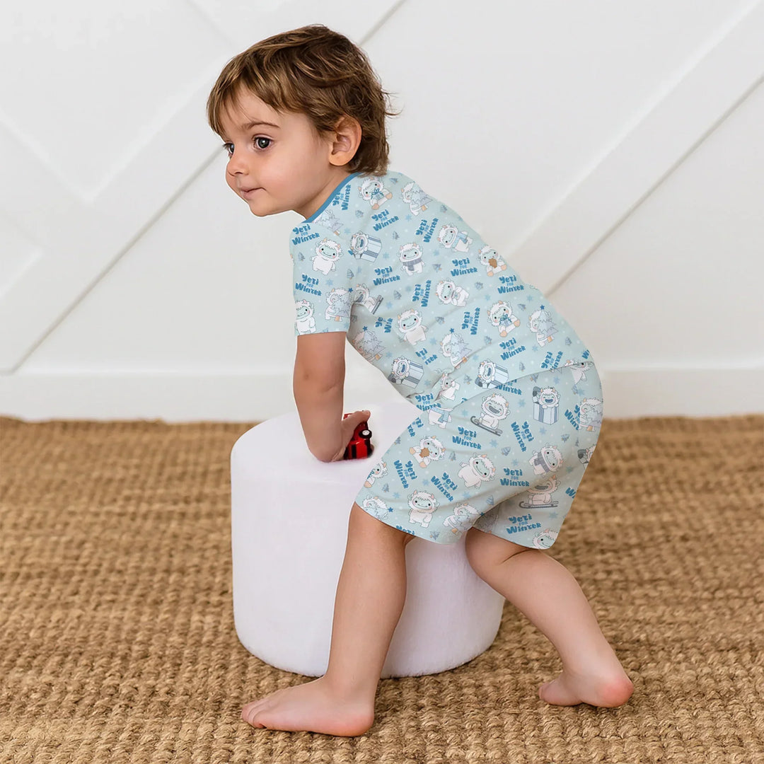 Yeti for Winter Bamboo Two Piece Short Sleeve Shorts Pajama Set