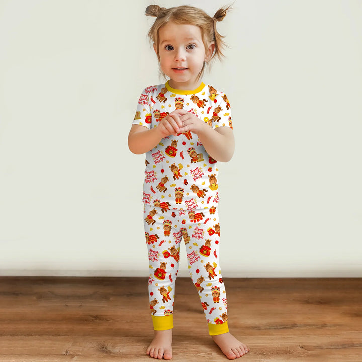 Year of the Horse Bamboo Two Piece Short Sleeve Pajama Set