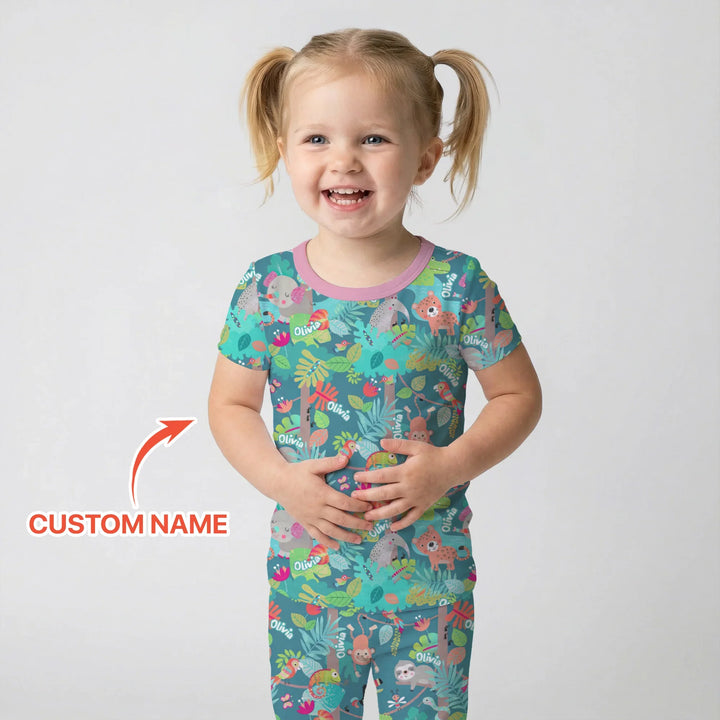 Jungle Buddy Adventure Bamboo Two Piece Short Sleeve Pajama Set
