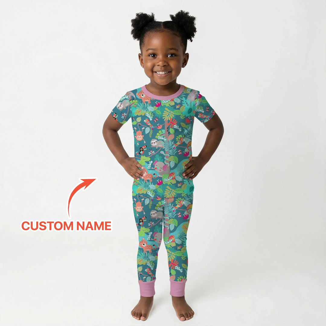 Jungle Buddy Adventure Bamboo Two Piece Short Sleeve Pajama Set