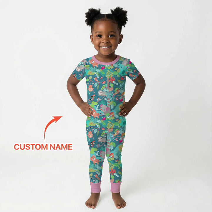 Jungle Buddy Adventure Bamboo Two Piece Short Sleeve Pajama Set