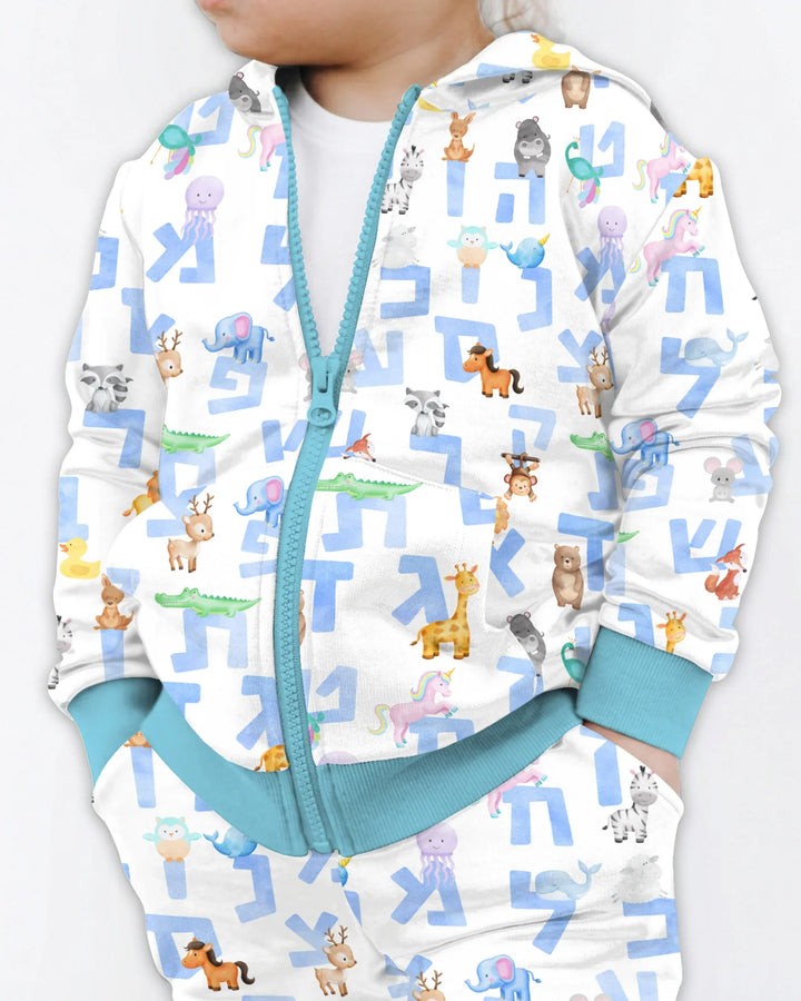 Hebrew Animal Alphabet Bamboo Zip Hoodie