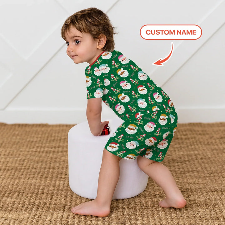Personalized 1st Christmas Two Piece Short Sleeve Shorts Pajama Set , Personalized 1st Christmas Two Piece Short Sleeve Shorts Pajama Set - 12-18M