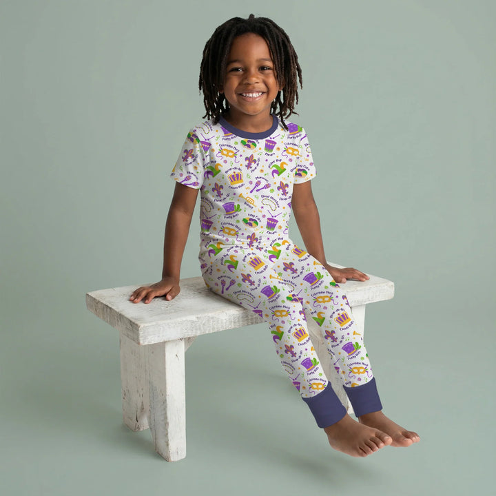 Mardi Gras Family Matching Bamboo Two Piece Short Sleeve Pajama Set