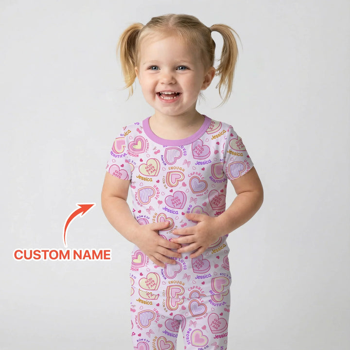 God Says I Am Sweet Heart Matching Mommy & Baby Bamboo Two Piece Short Sleeve Pajama Set