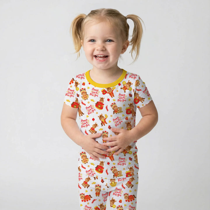 Year of the Horse Bamboo Two Piece Short Sleeve Pajama Set