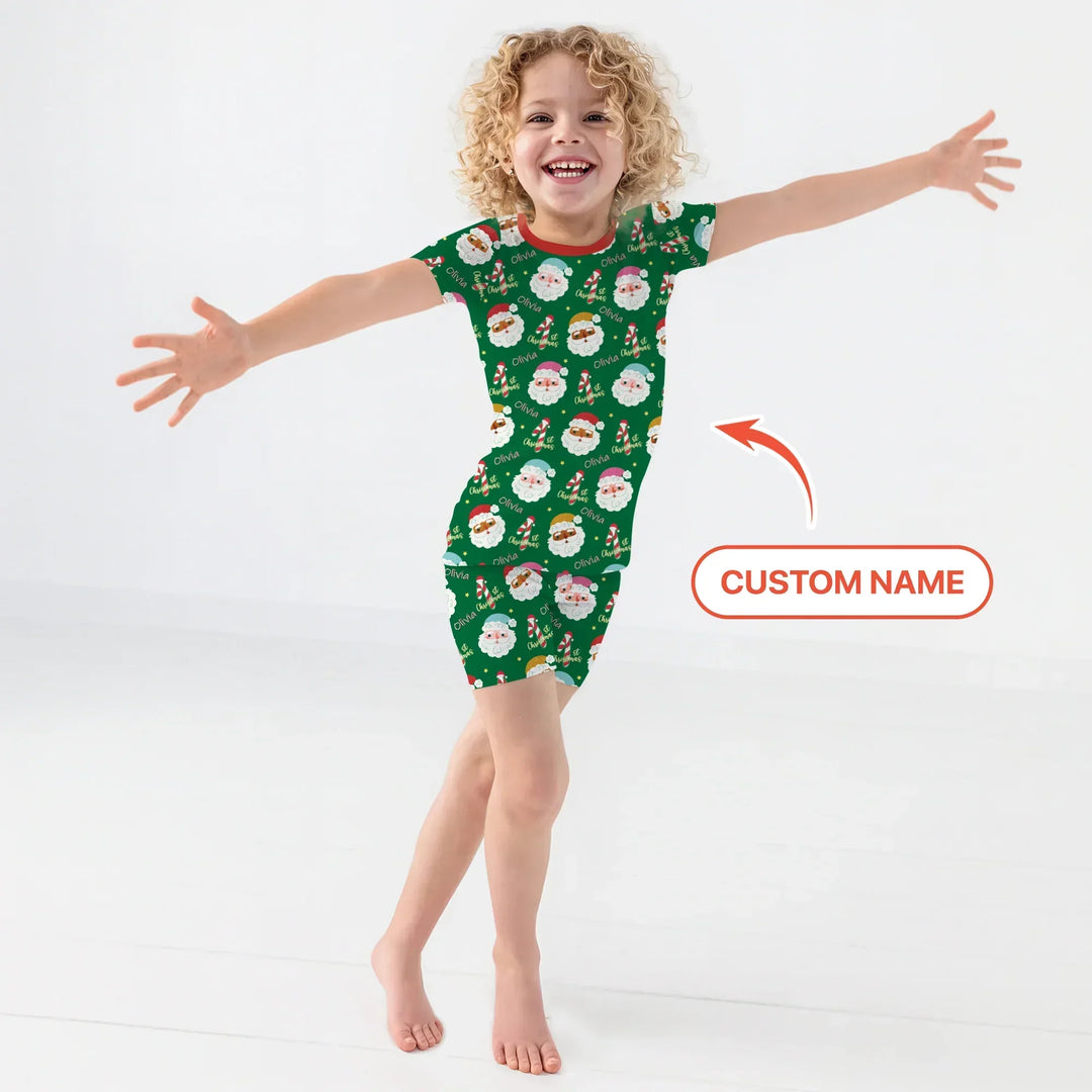 Personalized 1st Christmas Two Piece Short Sleeve Shorts Pajama Set , Personalized 1st Christmas Two Piece Short Sleeve Shorts Pajama Set - 12-18M