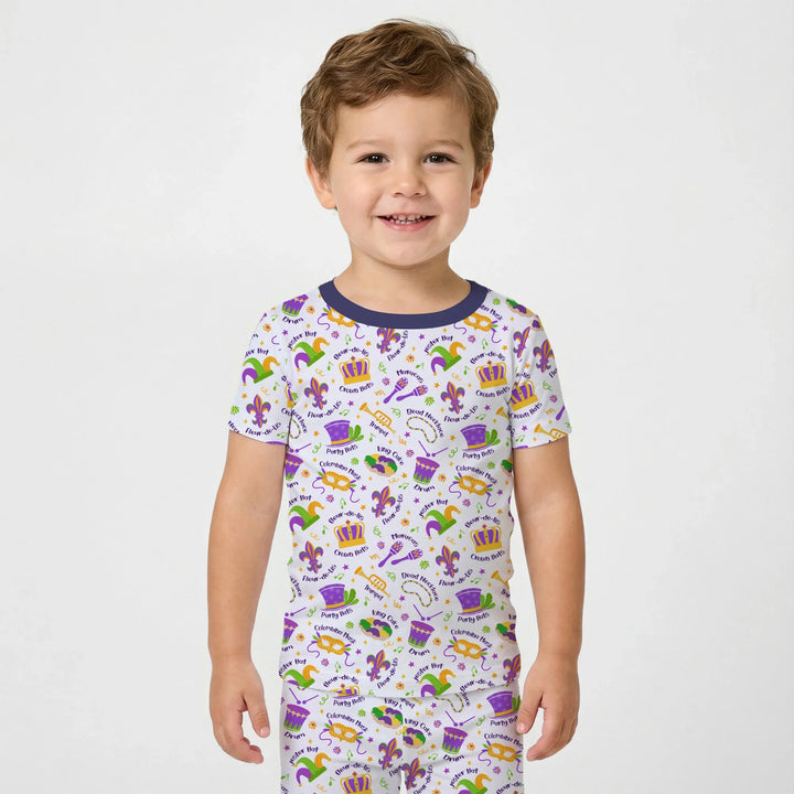 Mardi Gras Family Matching Bamboo Two Piece Short Sleeve Pajama Set