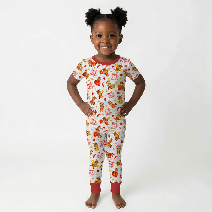 Year of the Horse Bamboo Two Piece Short Sleeve Pajama Set