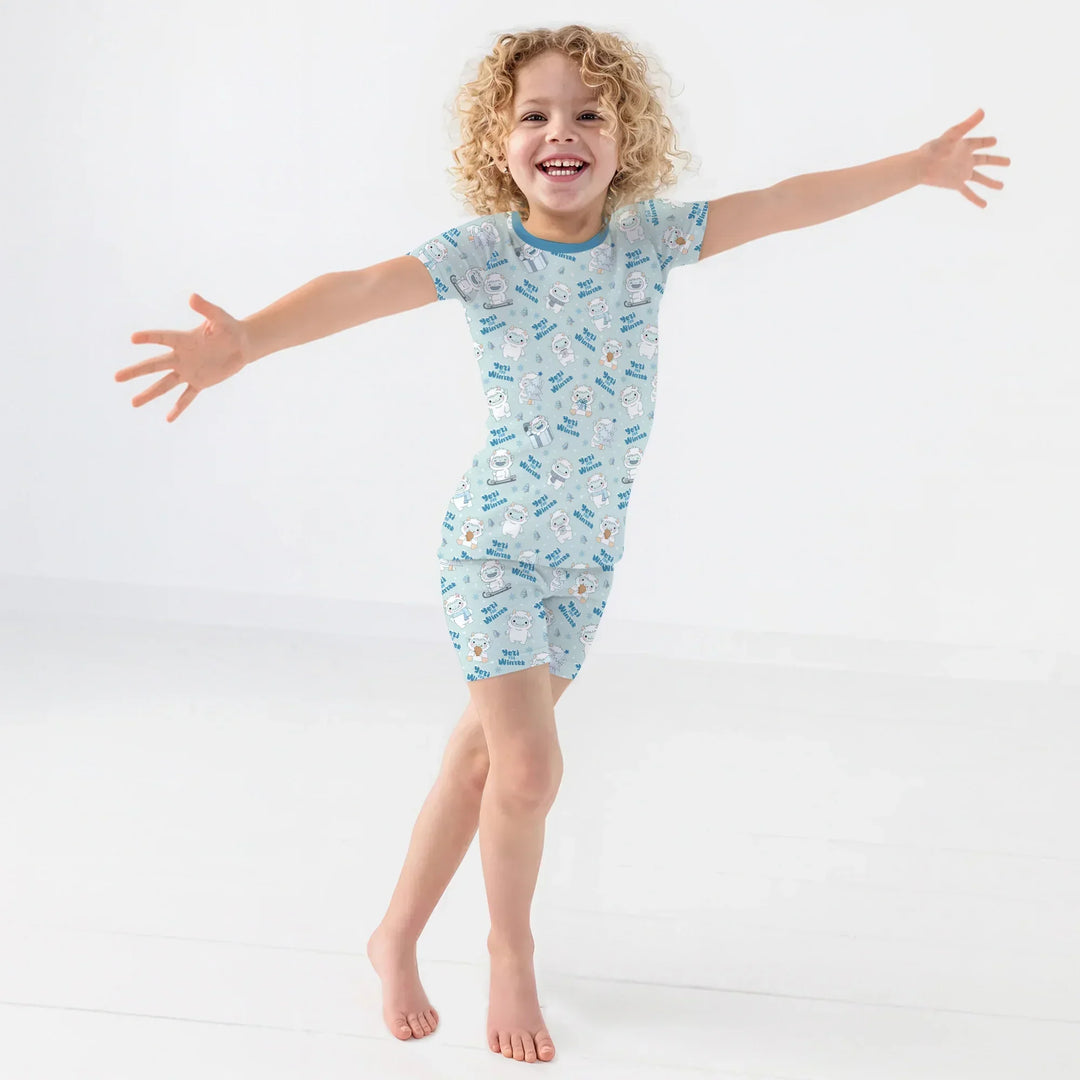 Yeti for Winter Bamboo Two Piece Short Sleeve Shorts Pajama Set