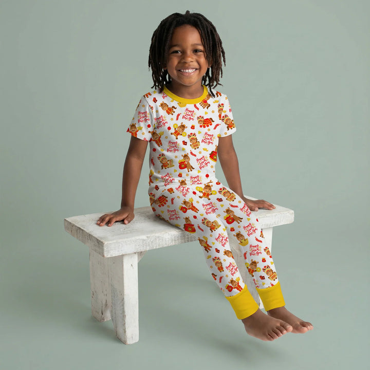 Year of the Horse Bamboo Two Piece Short Sleeve Pajama Set