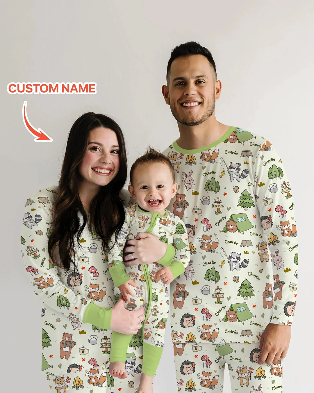 Custom Name Little Camp Buddies Bamboo Women Pajama Set