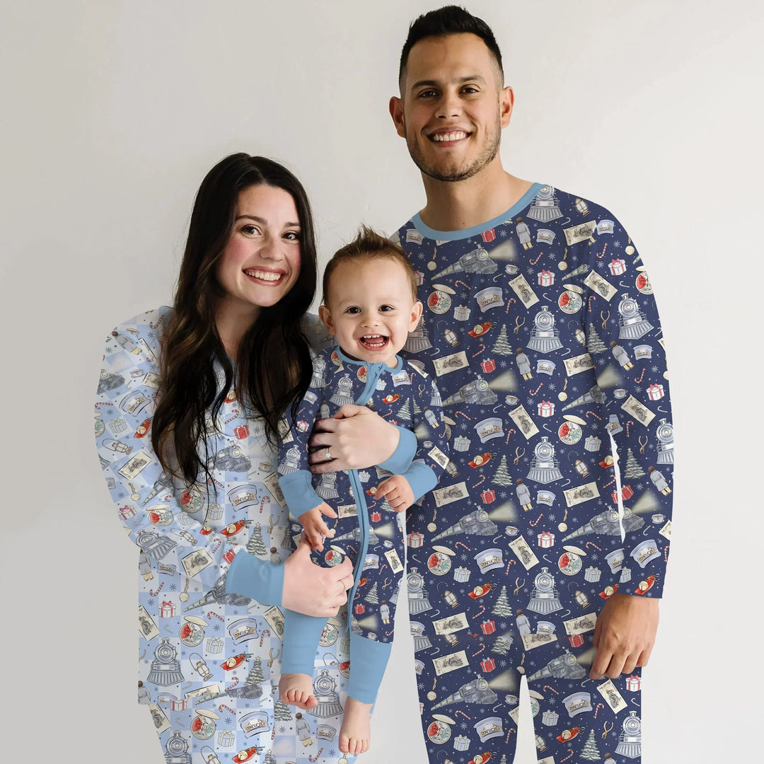 Christmas Train Bamboo Two Piece Short Sleeve Shorts Pajama Set