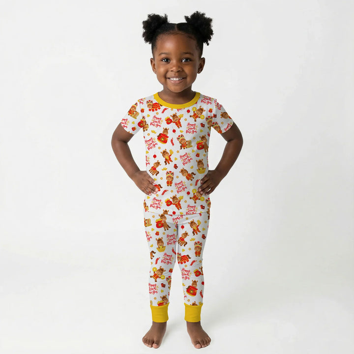 Year of the Horse Bamboo Two Piece Short Sleeve Pajama Set