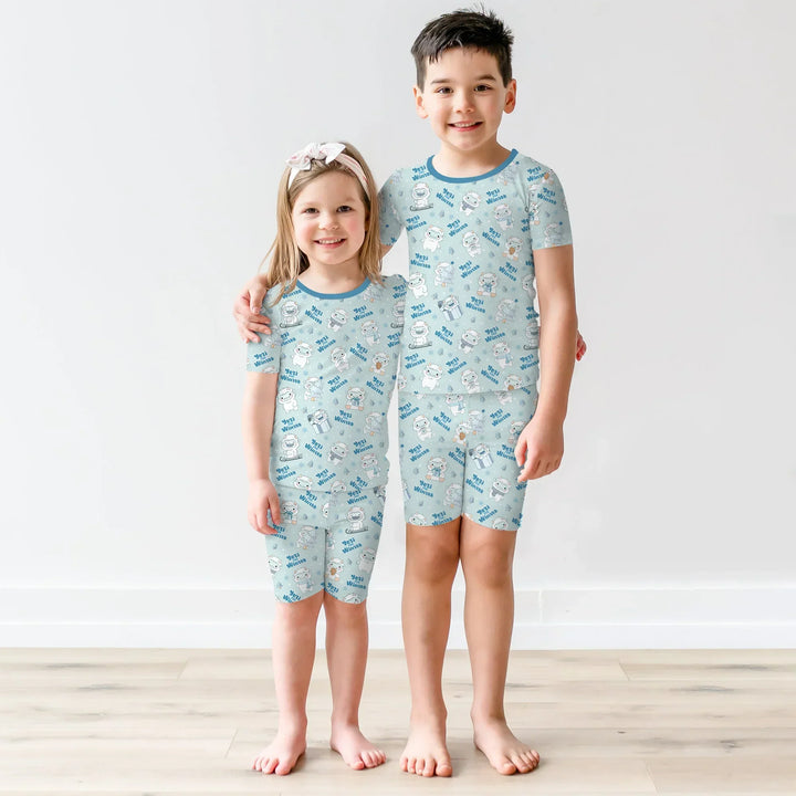Yeti for Winter Bamboo Two Piece Short Sleeve Shorts Pajama Set