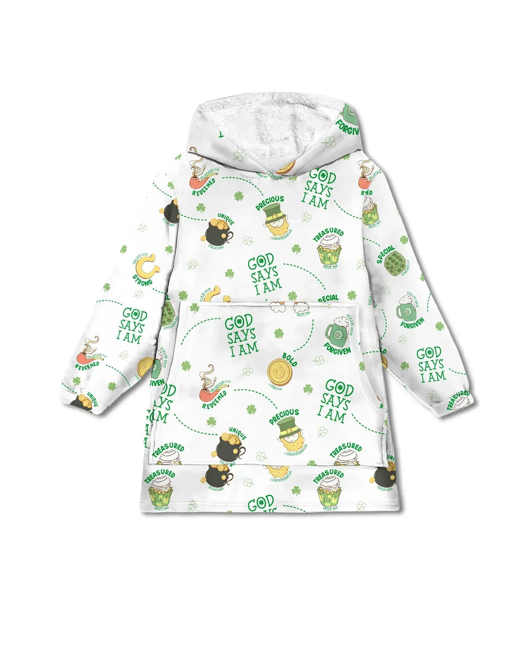 St Patrick's Day God Says I Am Wearable Bamboo Blanket Hoodie
