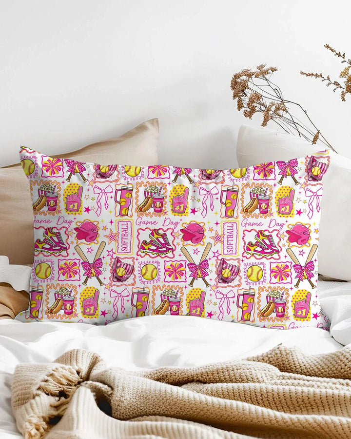 Pink Softball Game Day Bamboo Pillow Case