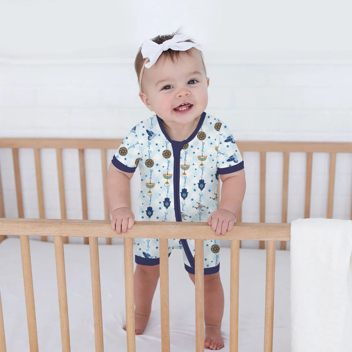 Hanukkah Festival Matching Family Bamboo Shorty Zippy