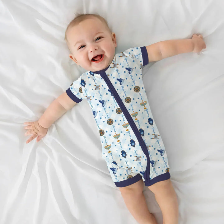 Hanukkah Festival Matching Family Bamboo Shorty Zippy