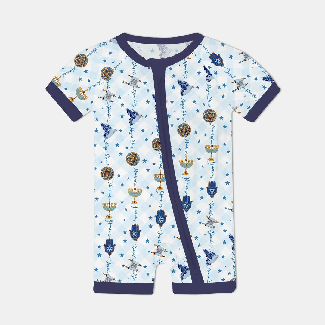 Hanukkah Festival Matching Family Bamboo Shorty Zippy
