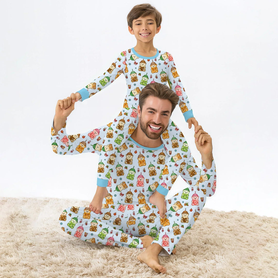 Holiday Bear Cup Bamboo Two Piece Long Sleeve Pajama Set