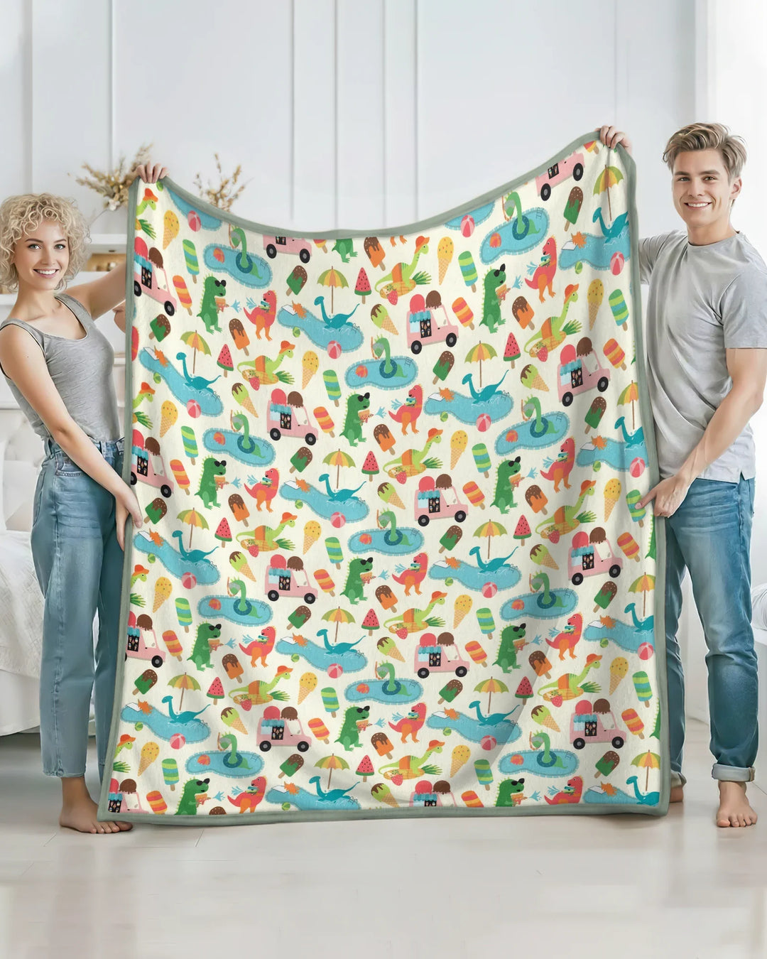 Dino Summer Splash Bamboo Blanket