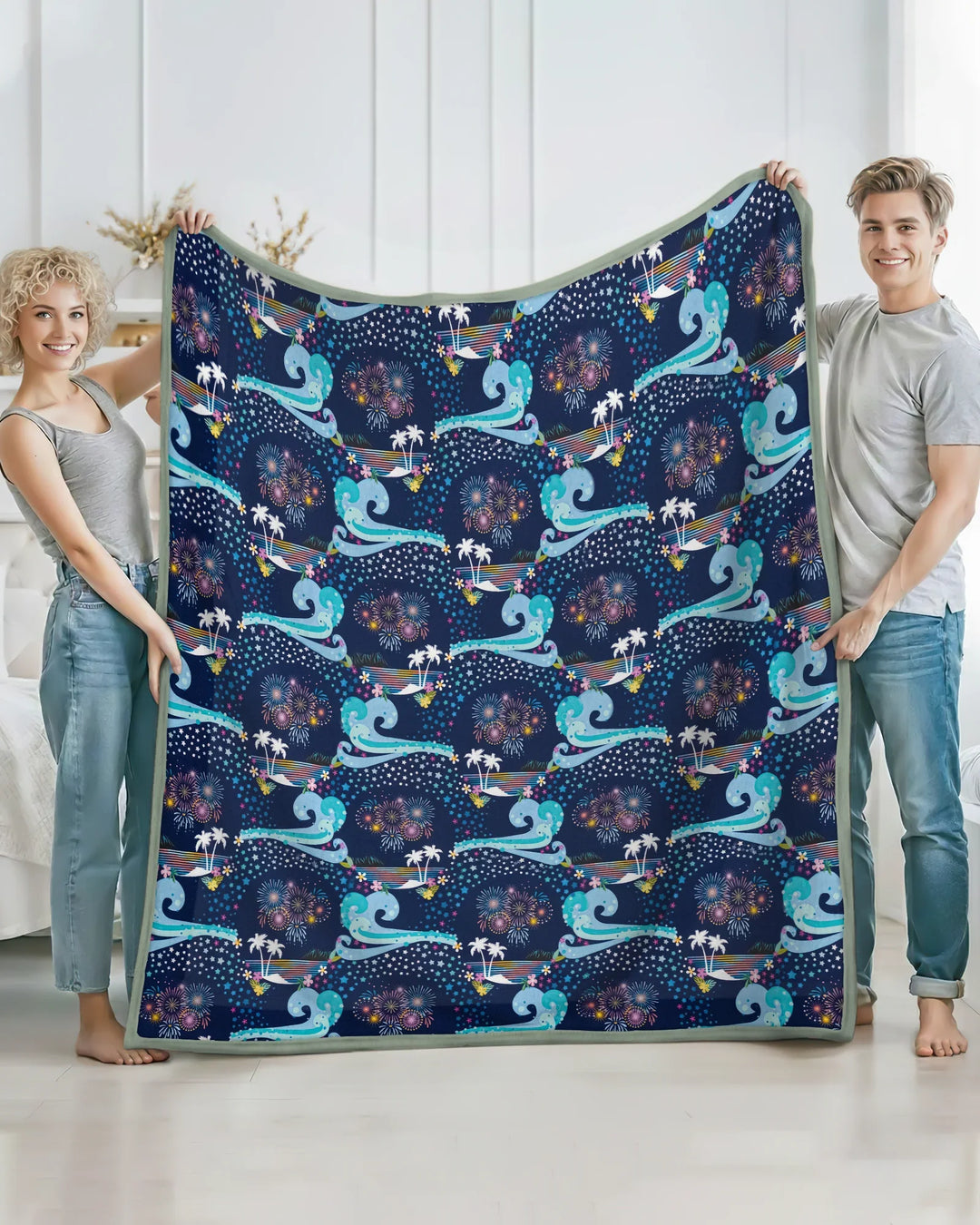 Starlit Surf Celebration Bamboo Blanket