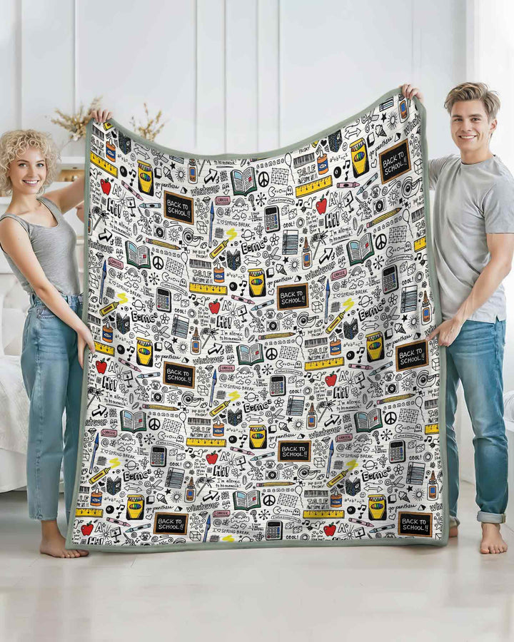 School Days Doodles Bamboo Blanket