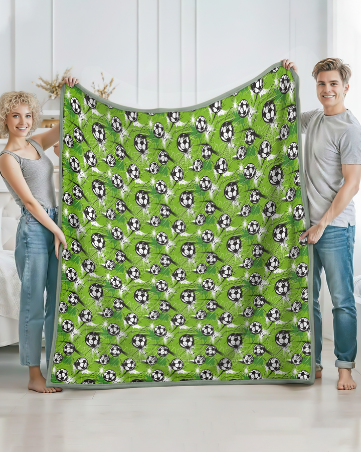Green Soccer Energy Bamboo Blanket