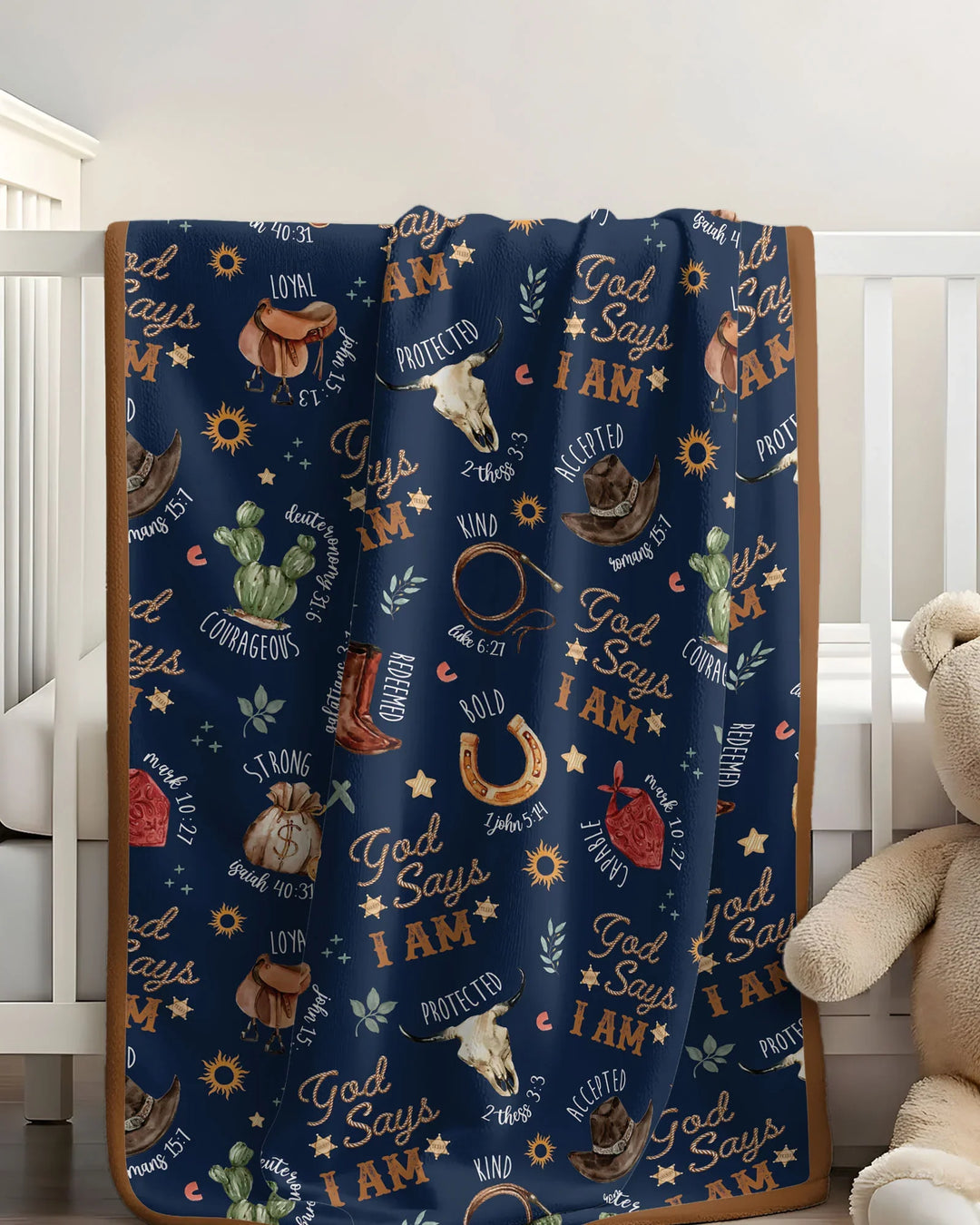 God Says I Am Western Faith Bamboo Blanket