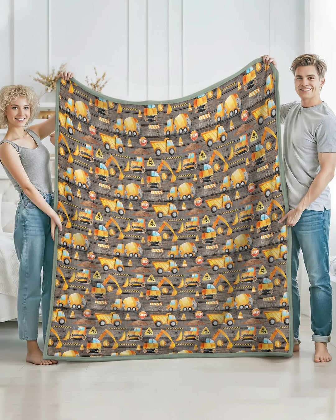 Construction Vehicles Bamboo Blanket