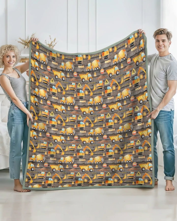 Construction Vehicles Bamboo Blanket