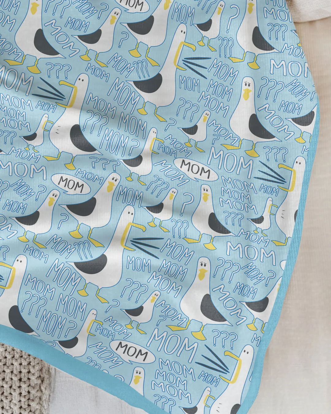 Funny Seagull MOM Bamboo Blanket