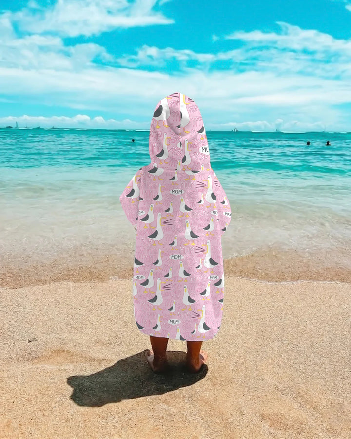 Funny Seagull MOM Bamboo Swim Poncho