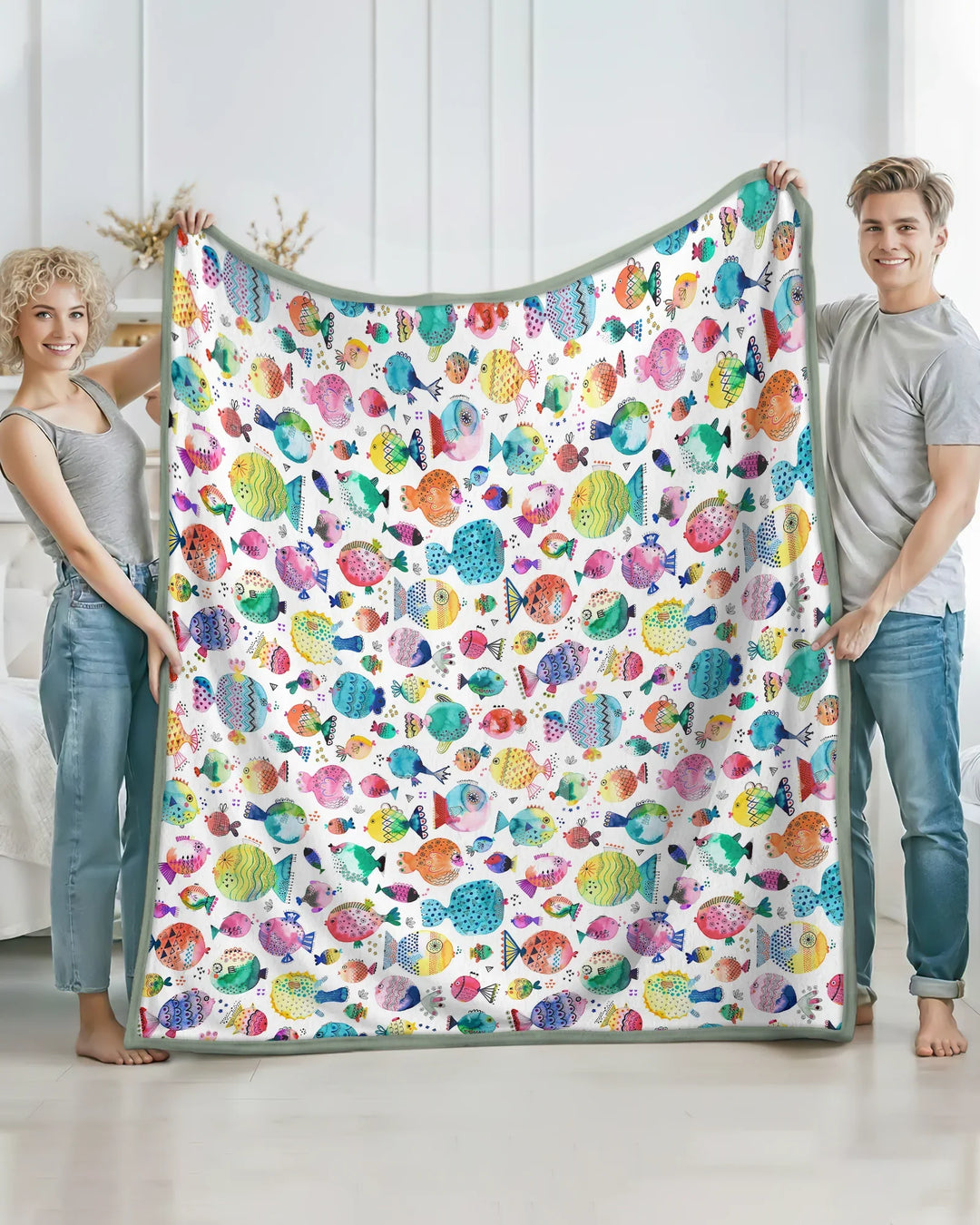 Rainbow Reef Fish Bamboo Blanket