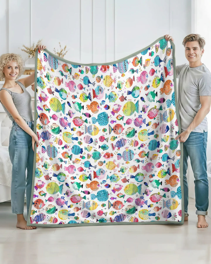 Rainbow Reef Fish Bamboo Blanket